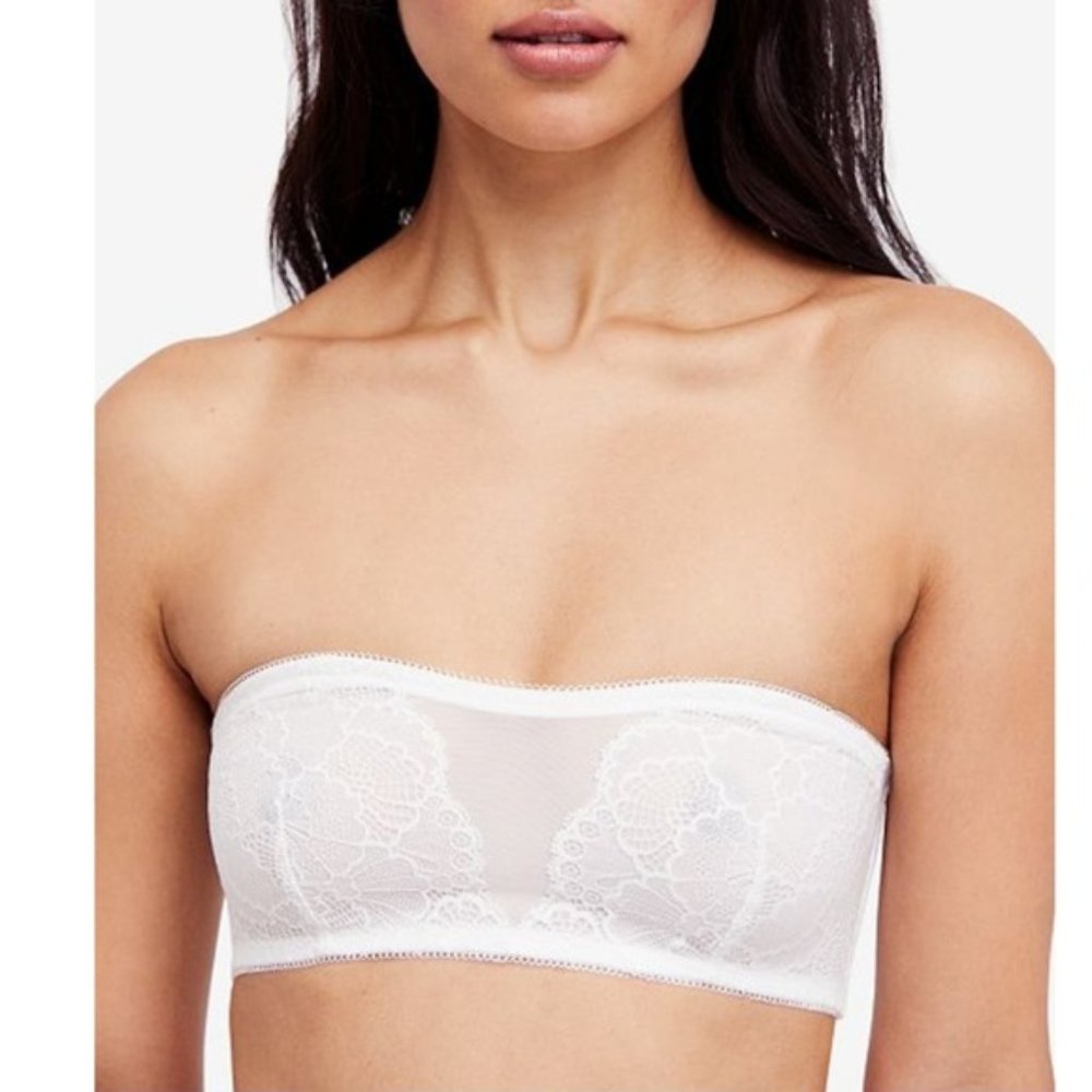 NWT! Free People White Bandeau Pretty Bra Bralette Top! Small New with Tags RARE - Picture 1 of 2